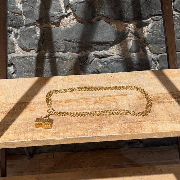Chanel Vintage Gold Plated Bag Charm Triple Chains Necklace Belt - Picture 1 of 16